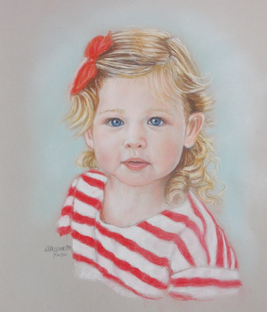Pastel portrait of a child, children portraiture in pastels