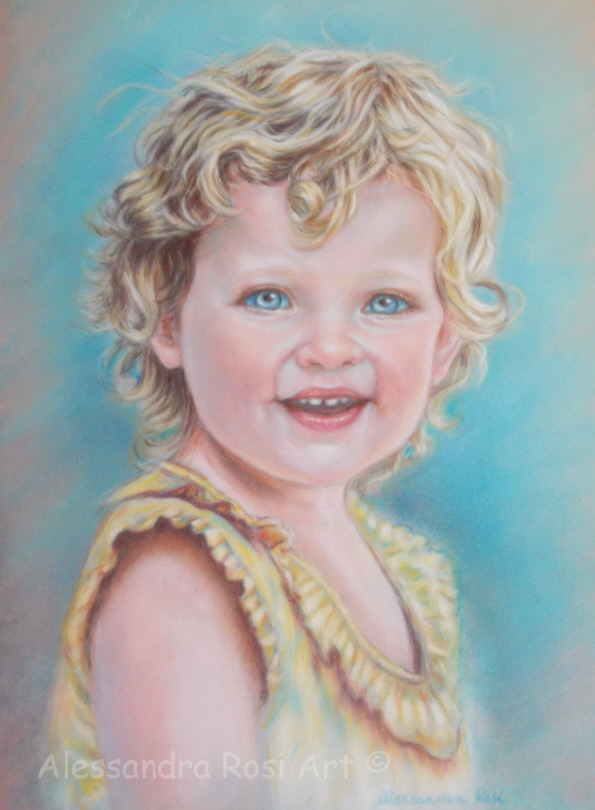 children portraits, little girl pastel portrait drawing