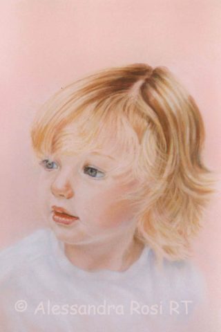 child portrait painting in pastel, baby portrait commission, hand painted