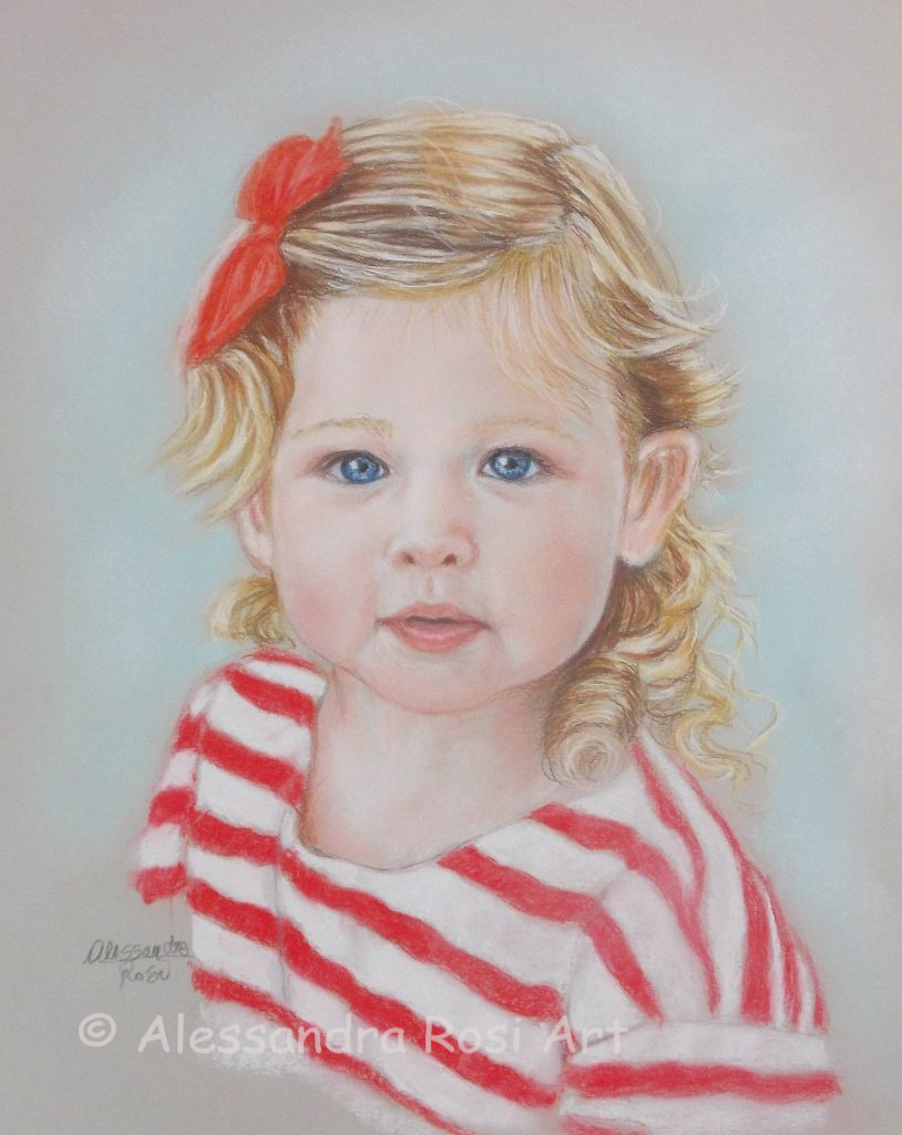 pastel portrait pianting from photo, child portrait in pastel