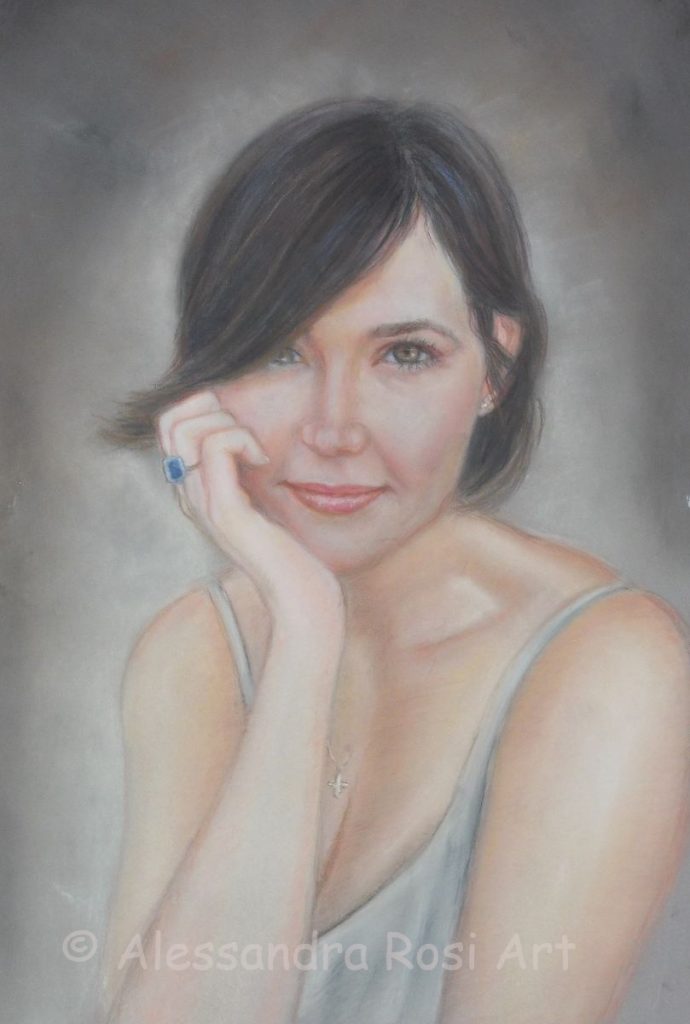 commission pastel portrait of a woman or any family member, pastel portrait paintings