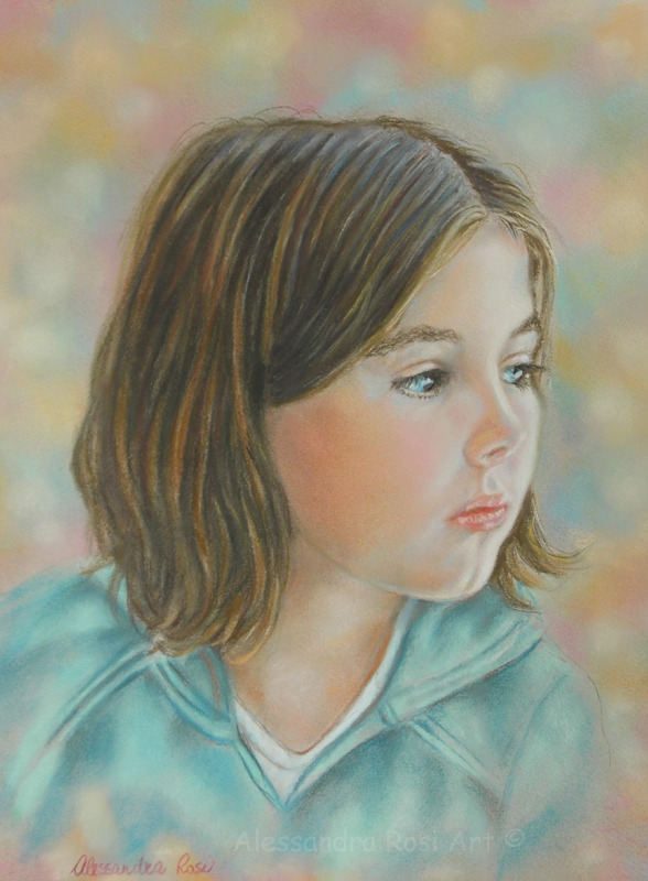 child portrait panting, pastel protrait of a little girl, traditional portrait painting in pastel, children portriat nartist
