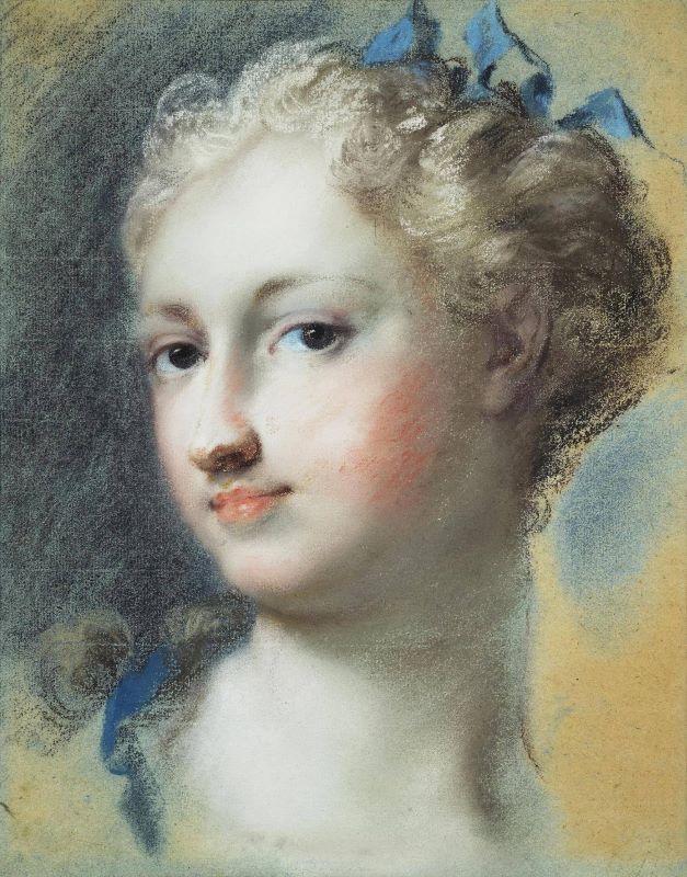 pastel portrait painting, Rosalba Carriera pastel portrait of a lady