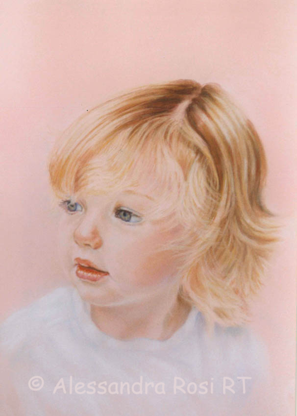 child portrait painting in pastels, children's portraits from photo, traditional portrait artist 